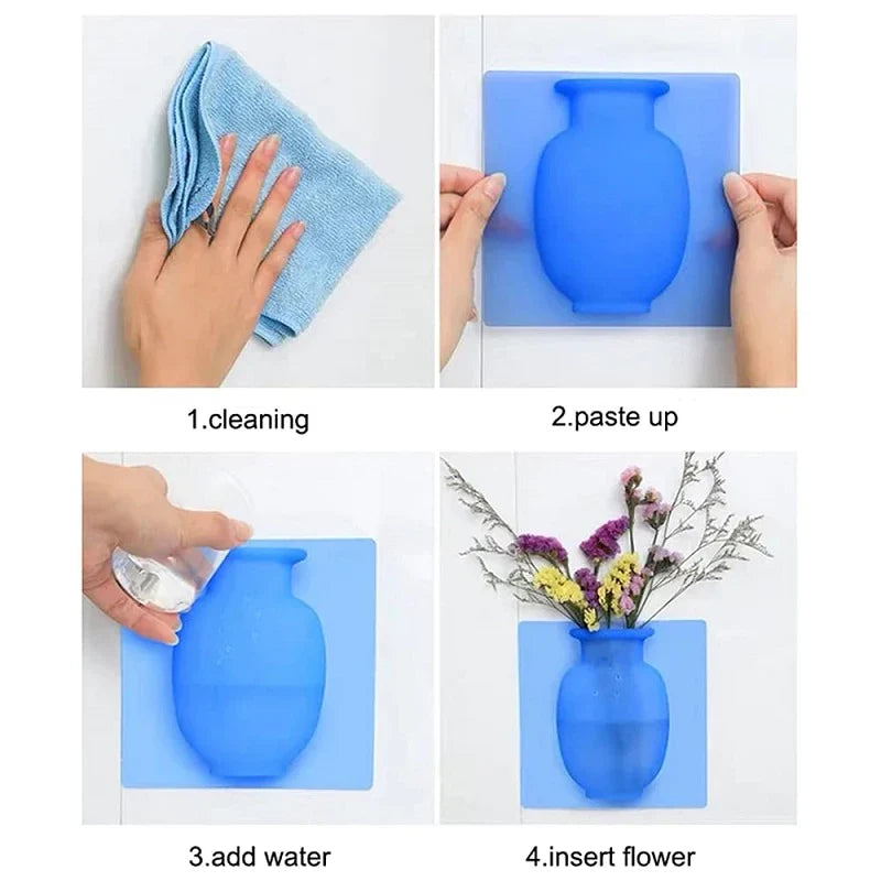 🌹Gjenbrukbar veggmontert vase i silikon