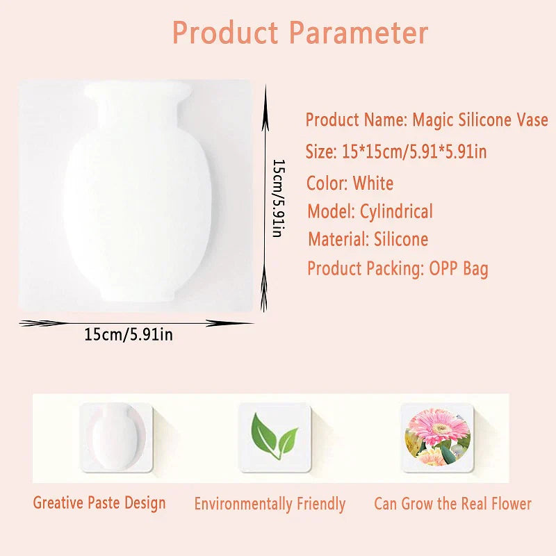 🌹Gjenbrukbar veggmontert vase i silikon