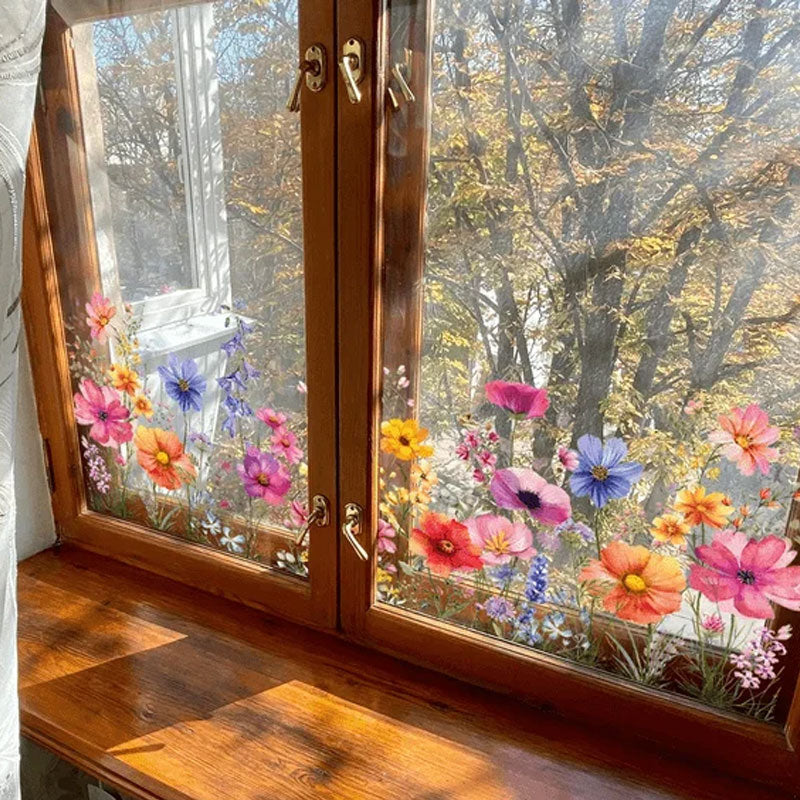 💐Fargerik blomsterbukett vindusklistremerke🖼️(Klipp fritt til etter størrelse)