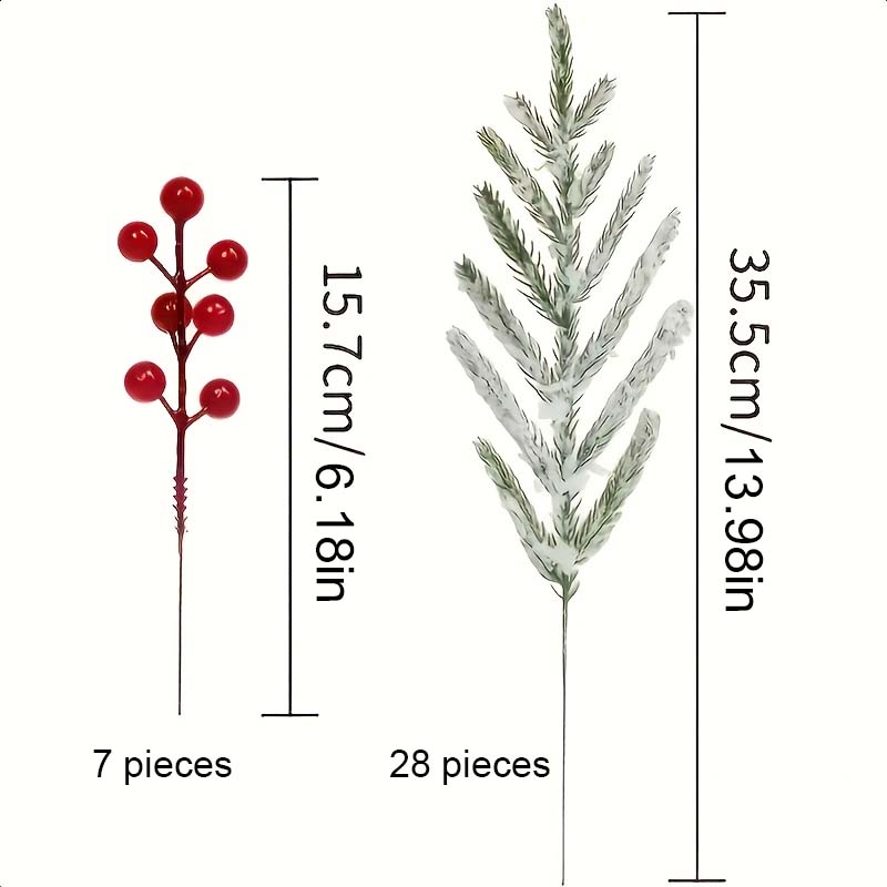 Kunstige grener av Norfolk-gran med røde bær – bærekraftig julepynt!