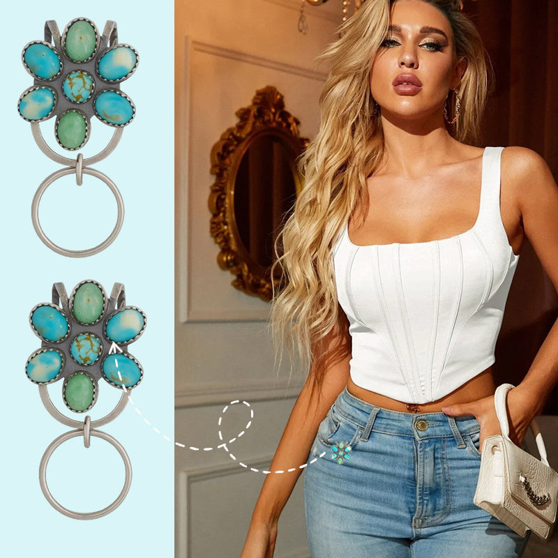 🌼 Turkis Bloom Bag Clip nøkkelholder – Finn nøklene dine med stil