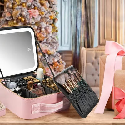 Bærbar kosmetikkveske med stor kapasitet og lys/Portable Large Capacity Cosmetic Bag With Light