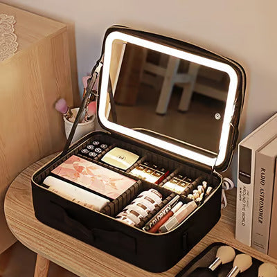Bærbar kosmetikkveske med stor kapasitet og lys/Portable Large Capacity Cosmetic Bag With Light