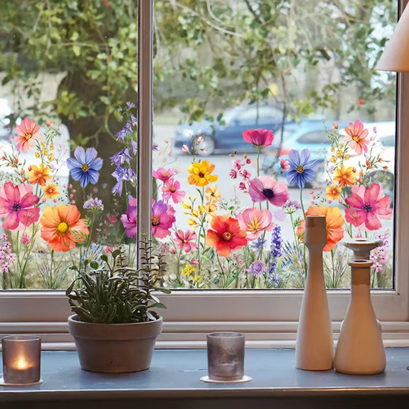 💐Fargerik blomsterbukett vindusklistremerke🖼️(Klipp fritt til etter størrelse)