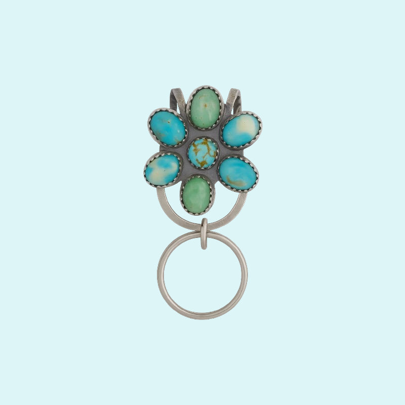 🌼 Turkis Bloom Bag Clip nøkkelholder – Finn nøklene dine med stil
