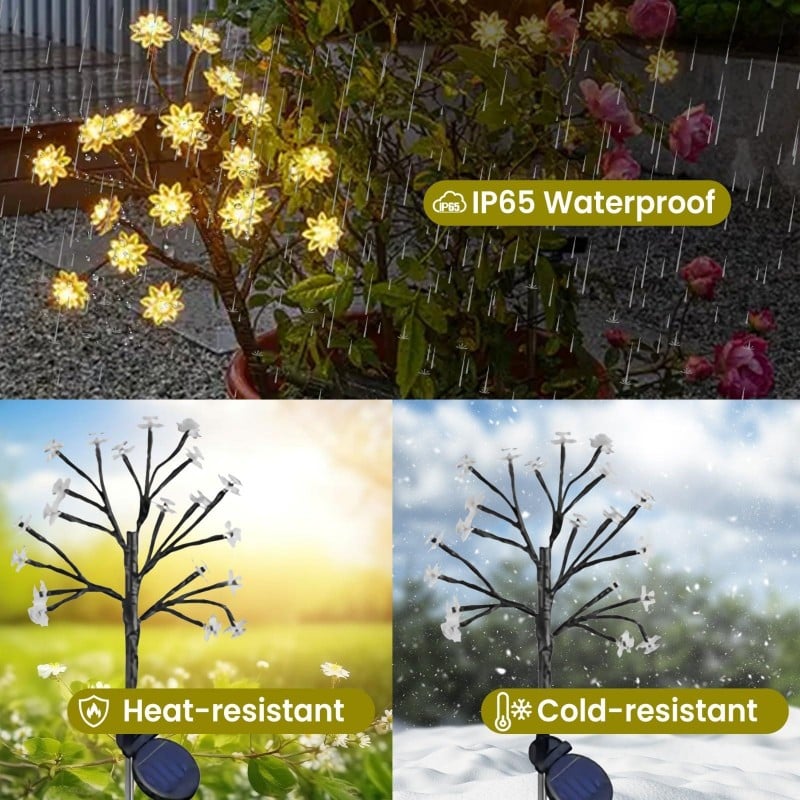 ✨Utendørs vanntette Cherry Blossom Multicolor Solar Garden Lights🎉