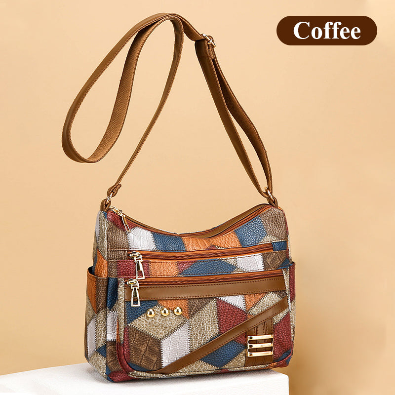 🔥Vintage Tas Met Geometric Patroon En Justerbar stropp👜