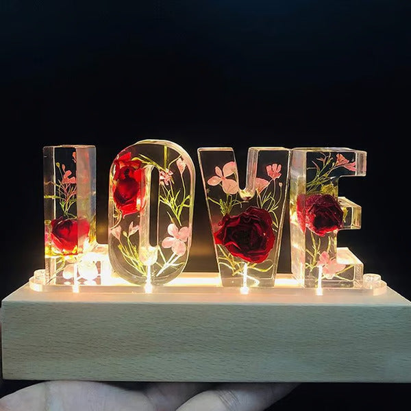 🌸Nattlampe med blomster i harpiks