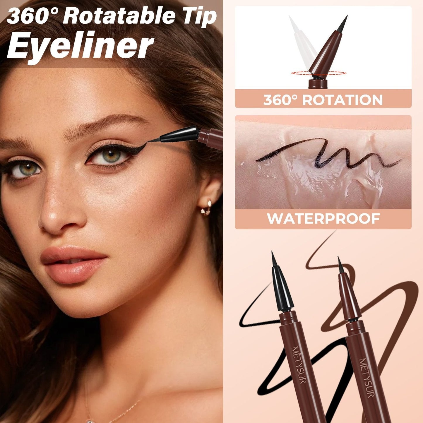 🔥Siste dag Kjøp 1 få 1 gratis - 🎁360° roterbar spiss | Vannfast flytende eyeliner