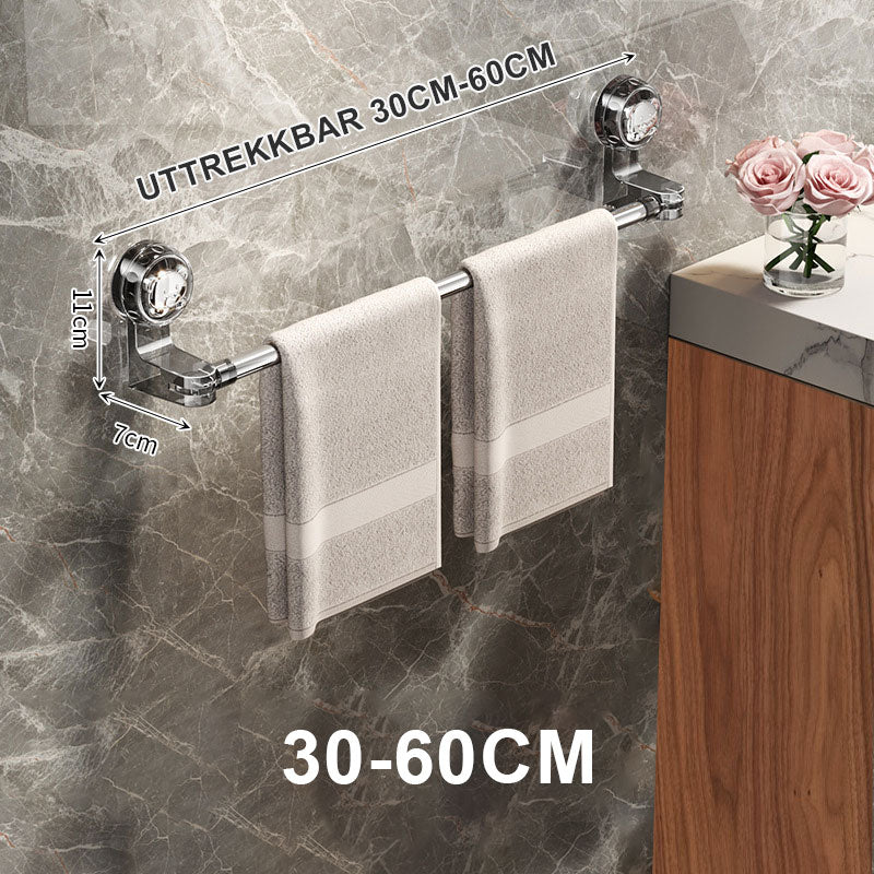 Uttrekkbar sugekopp håndklestang