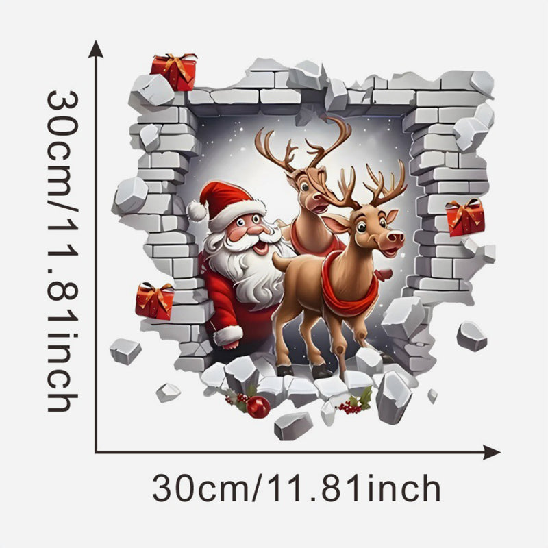 3D Santa Claus Sleigh veggklistremerke