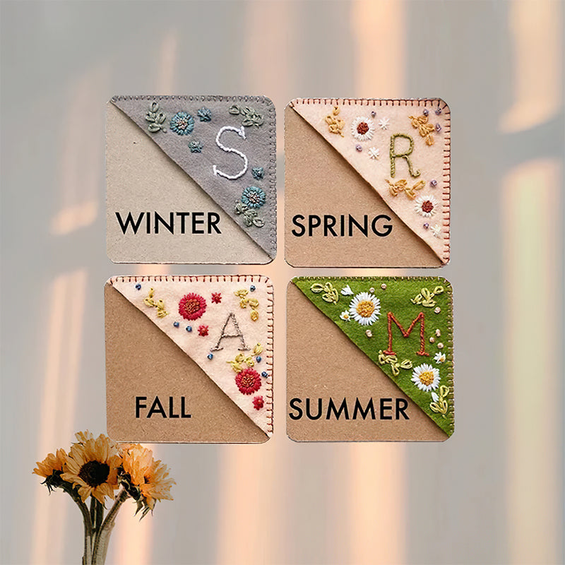 Personlig håndbrodert hjørnebokmerke