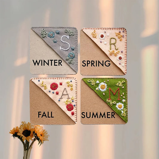 Personlig håndbrodert hjørnebokmerke