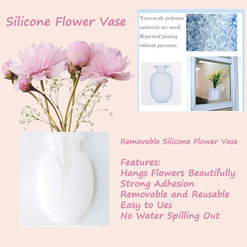 🌹Gjenbrukbar veggmontert vase i silikon
