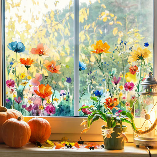 💐Fargerik blomsterbukett vindusklistremerke🖼️(Klipp fritt til etter størrelse)