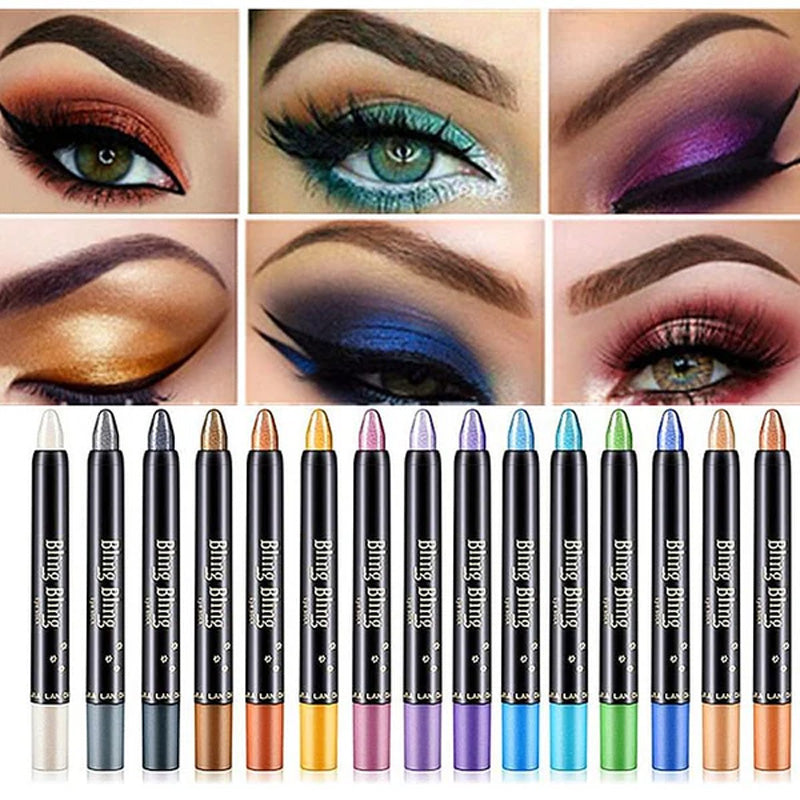 15 farger fluorescerende øyenskyggeblyant vanntett glitterøyenskygge Eyeliner
