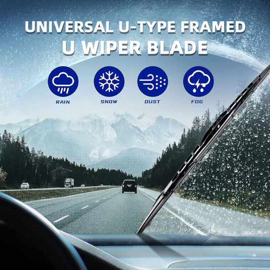 🚗 Universelt viskerblad med U-type ramme – Den ultimate løsningen for frontruter i all slags vær