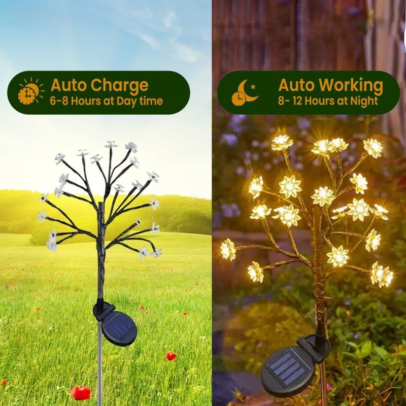 ✨Utendørs vanntette Cherry Blossom Multicolor Solar Garden Lights🎉