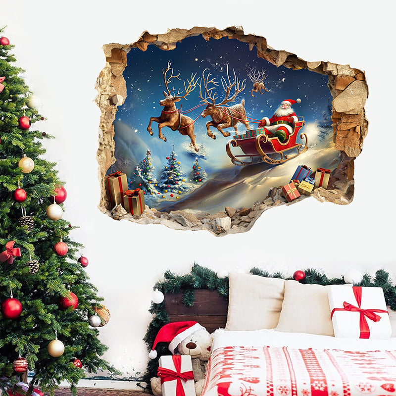 3D Santa Claus Sleigh veggklistremerke