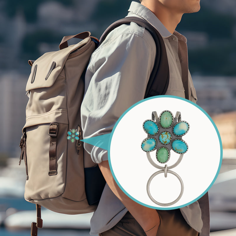 🌼 Turkis Bloom Bag Clip nøkkelholder – Finn nøklene dine med stil