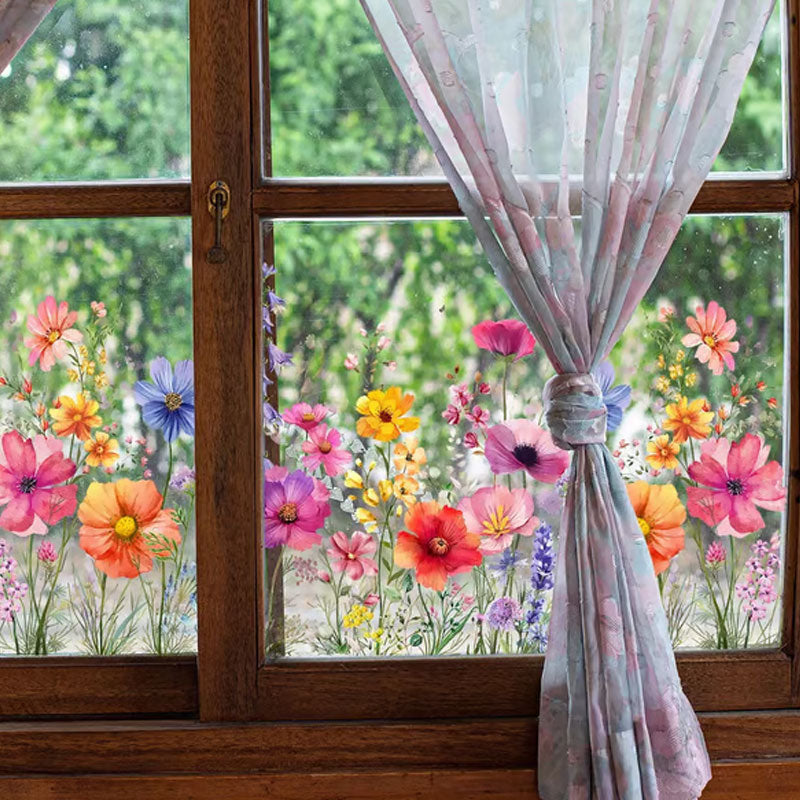 💐Fargerik blomsterbukett vindusklistremerke🖼️(Klipp fritt til etter størrelse)