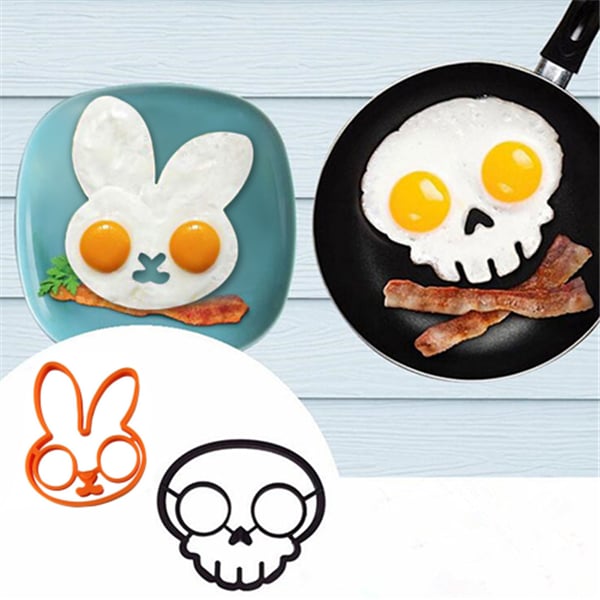 Form til stekt egg med halloween-skrekkskalle