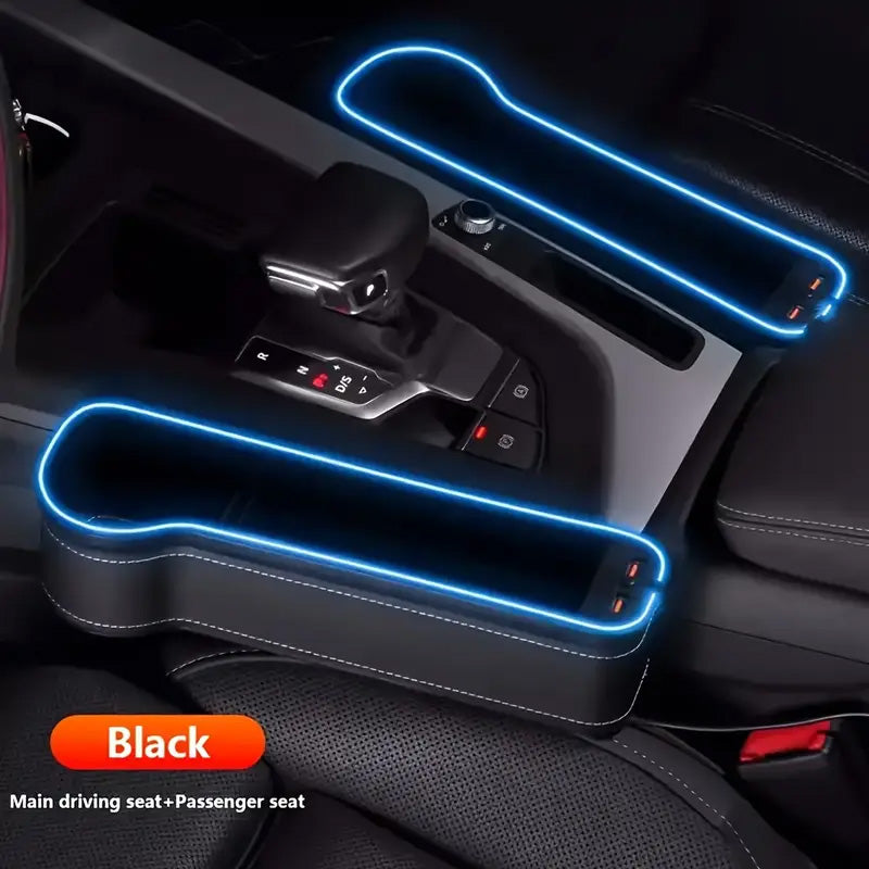 Oppbevaringsboks for bilsete med Led-omgivelseslys/Car Seat Gap Storage Box with LED Ambient Light