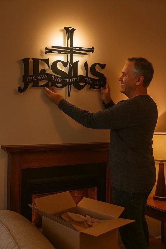 (🎁Siste dag 49 % rabatt)🔥Jesus og korsdesignet veggkunst - ⌛Begrenset håndlaget serie