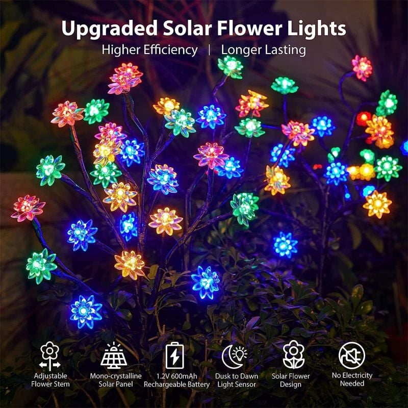 ✨Utendørs vanntette Cherry Blossom Multicolor Solar Garden Lights🎉