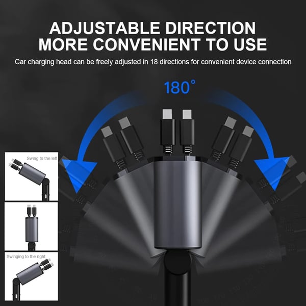 Uttrekkbar hurtiglader for bil/Retractable Car Fast Charger
