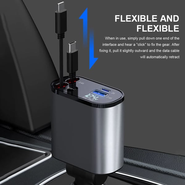Uttrekkbar hurtiglader for bil/Retractable Car Fast Charger