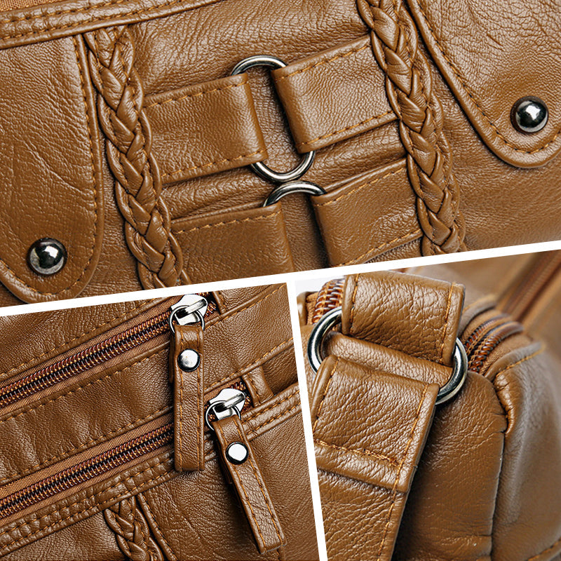 Vintage, myk PU-skinnveske for kvinner