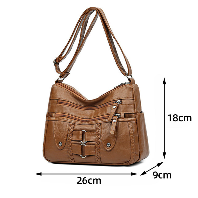 Vintage, myk PU-skinnveske for kvinner