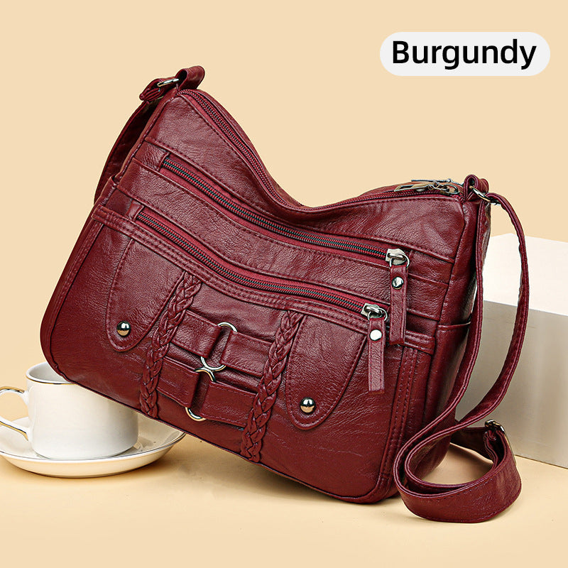 Vintage, myk PU-skinnveske for kvinner