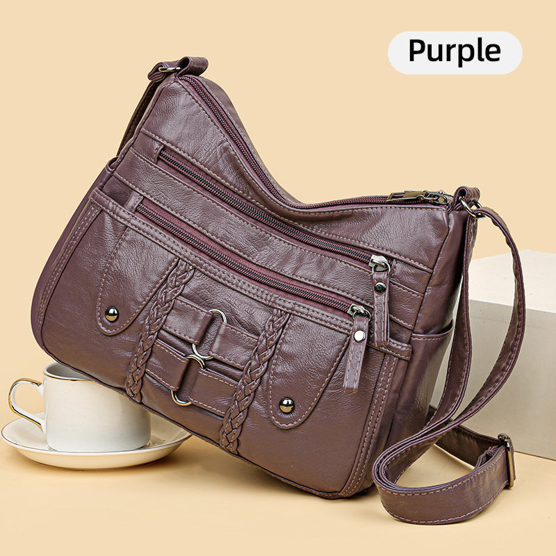 Vintage, myk PU-skinnveske for kvinner