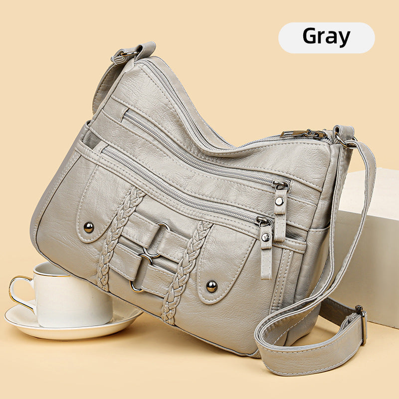 Vintage, myk PU-skinnveske for kvinner