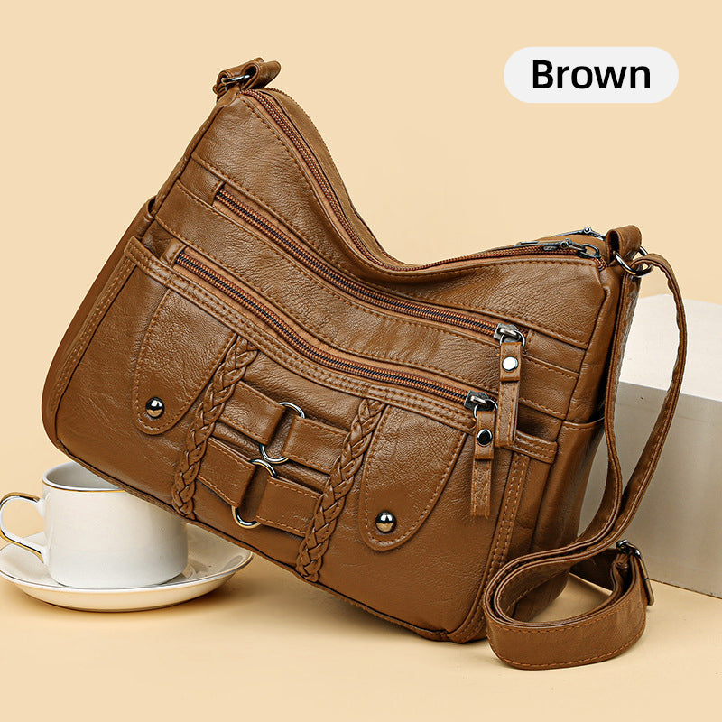 Vintage, myk PU-skinnveske for kvinner