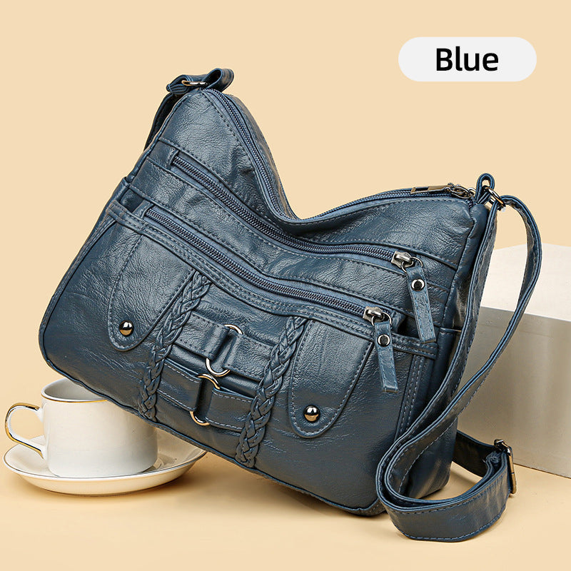 Vintage, myk PU-skinnveske for kvinner